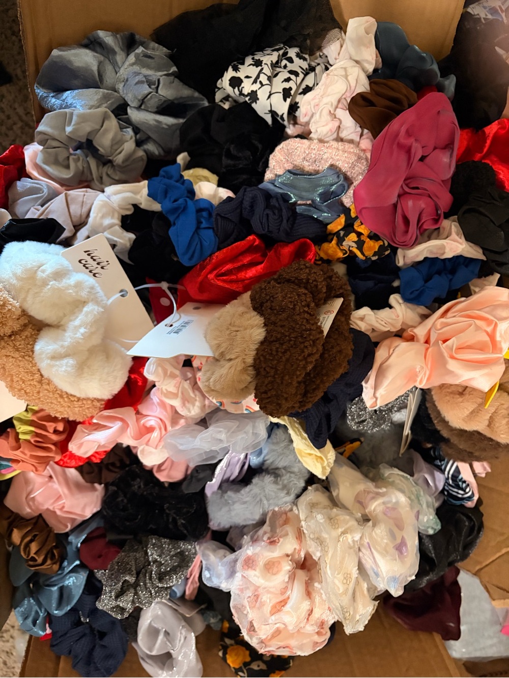 Assorted Kids Scrunchies and Hair Accessories - Pink, Brown, Black, Blue Mix